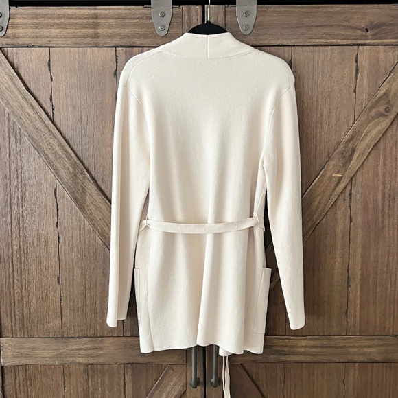 Aritzia Babaton Open Front Knit Tie Short Cardigan Light Birch Size Medium - Picture 5 of 8